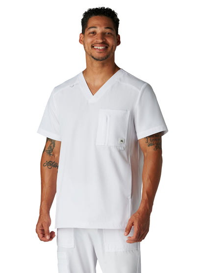 Men's Four-Pocket V-Neck Caldwell Scrub Top - 674 - White