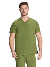 Men's Four-Pocket V-Neck Caldwell Scrub Top - 674 - Martini Olive