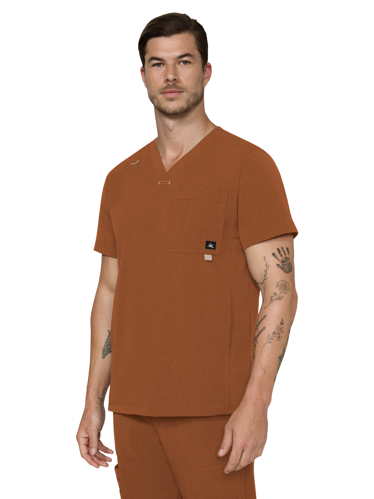 Men's Four-Pocket V-Neck Caldwell Scrub Top - 674 - Dark Copper