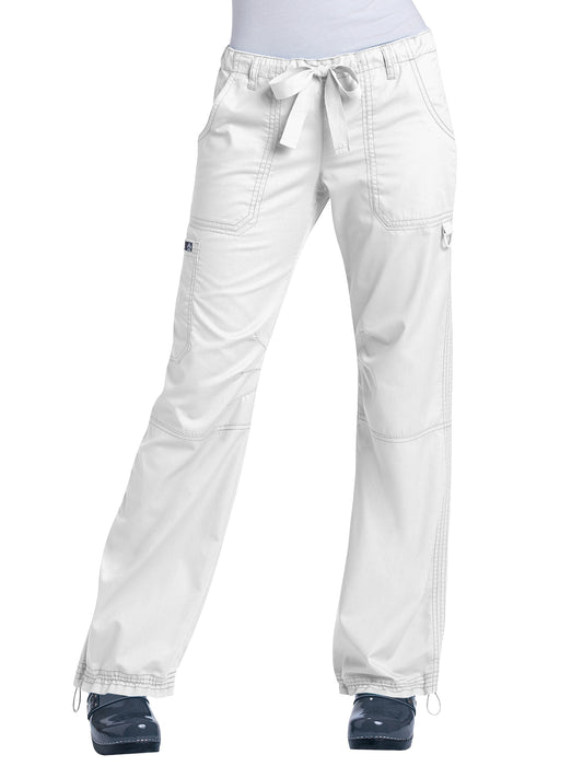 Women's 7-Pocket Adjustable Drawstring Lindsey Cargo Scrub Pant - 701 - White