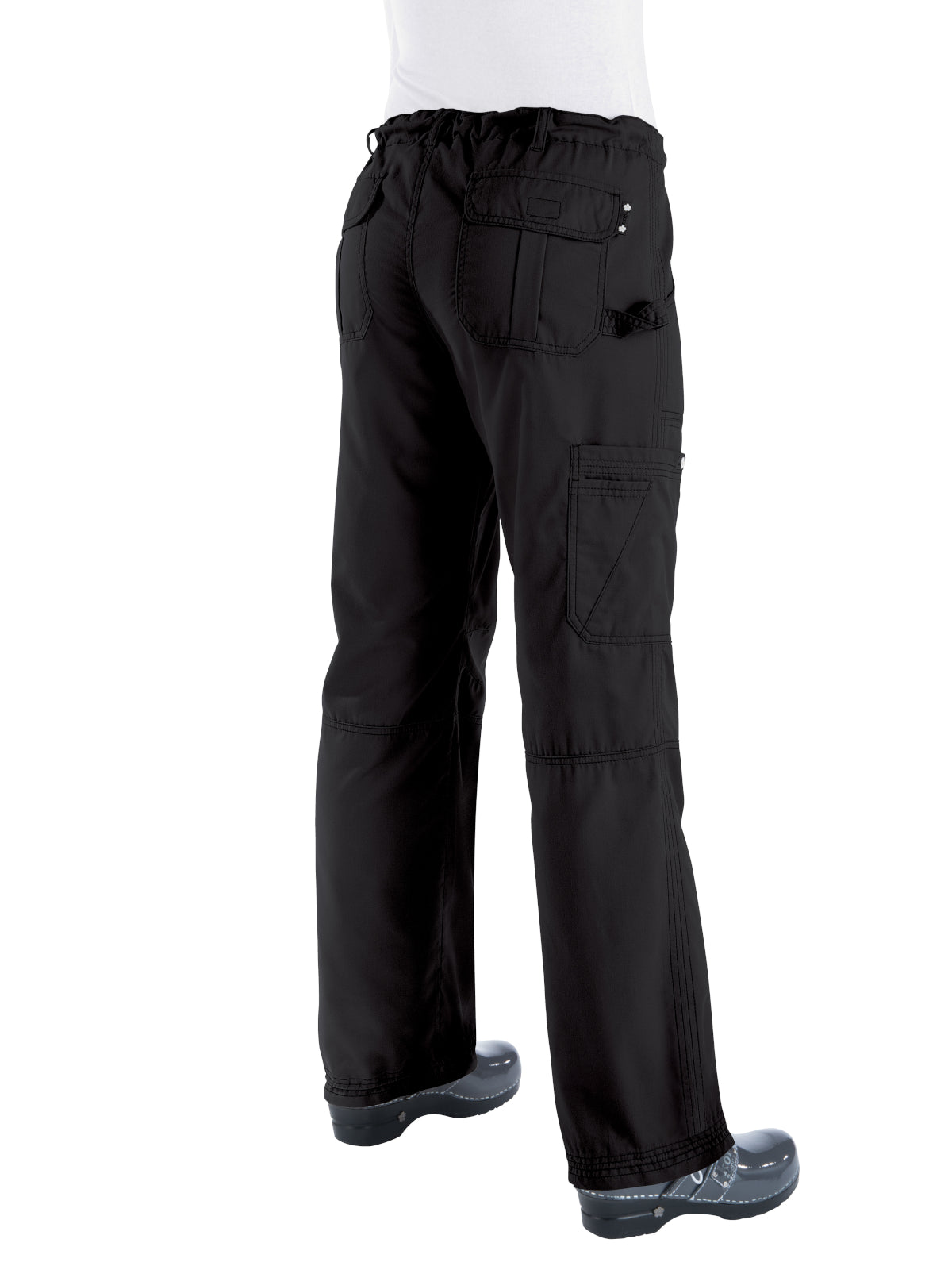 Women's 7-Pocket Adjustable Drawstring Lindsey Cargo Scrub Pant - 701 - Black