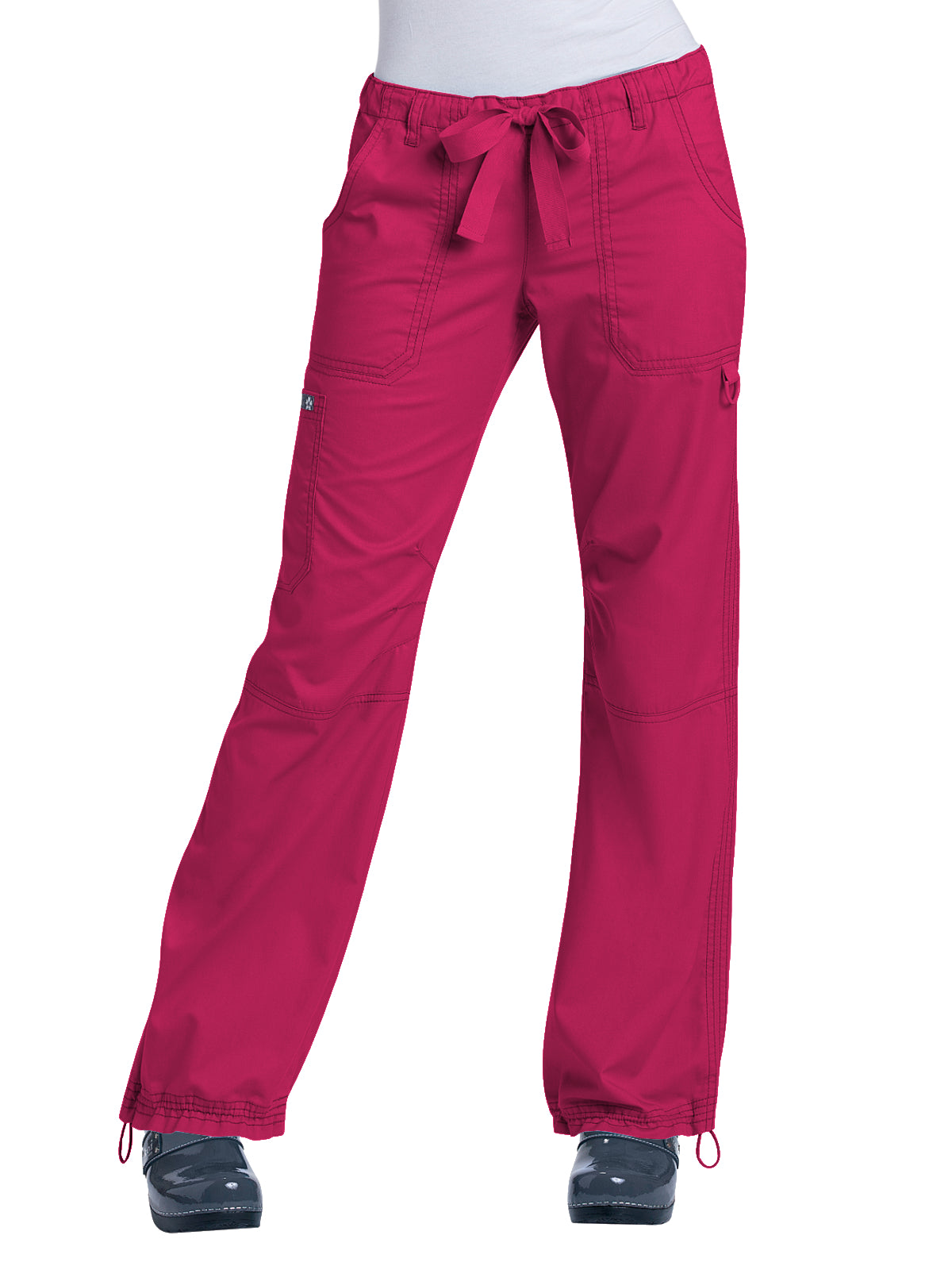 Women's 7-Pocket Adjustable Drawstring Lindsey Cargo Scrub Pant - 701 - Ruby