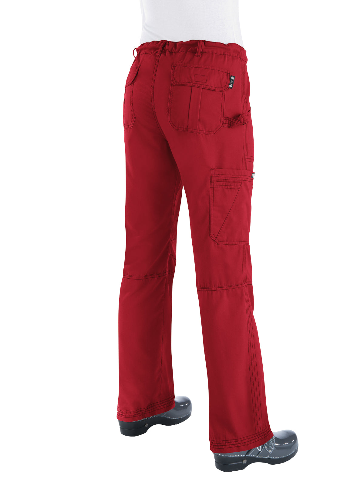 Women's 7-Pocket Adjustable Drawstring Lindsey Cargo Scrub Pant - 701 - Ruby