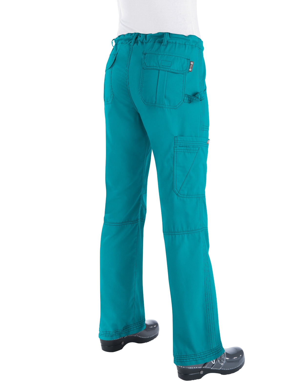 Women's 7-Pocket Adjustable Drawstring Lindsey Cargo Scrub Pant - 701 - Turquoise (Bright Teal)