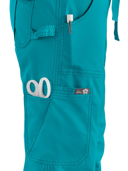 Women's 7-Pocket Adjustable Drawstring Lindsey Cargo Scrub Pant - 701 - Turquoise (Bright Teal)