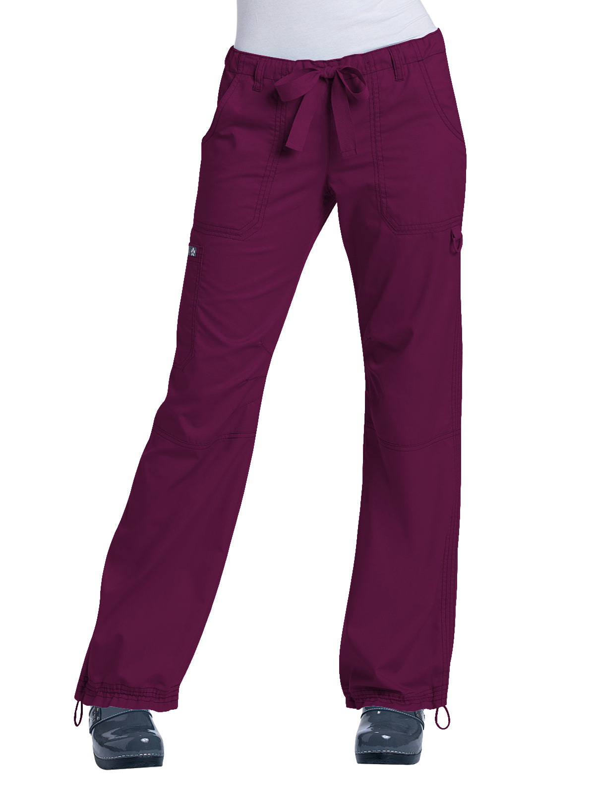 Women's 7-Pocket Adjustable Drawstring Lindsey Cargo Scrub Pant - 701 - Wine