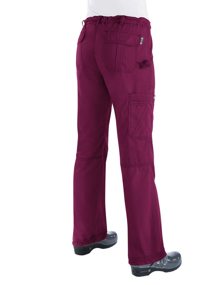 Women's 7-Pocket Adjustable Drawstring Lindsey Cargo Scrub Pant - 701 - Wine