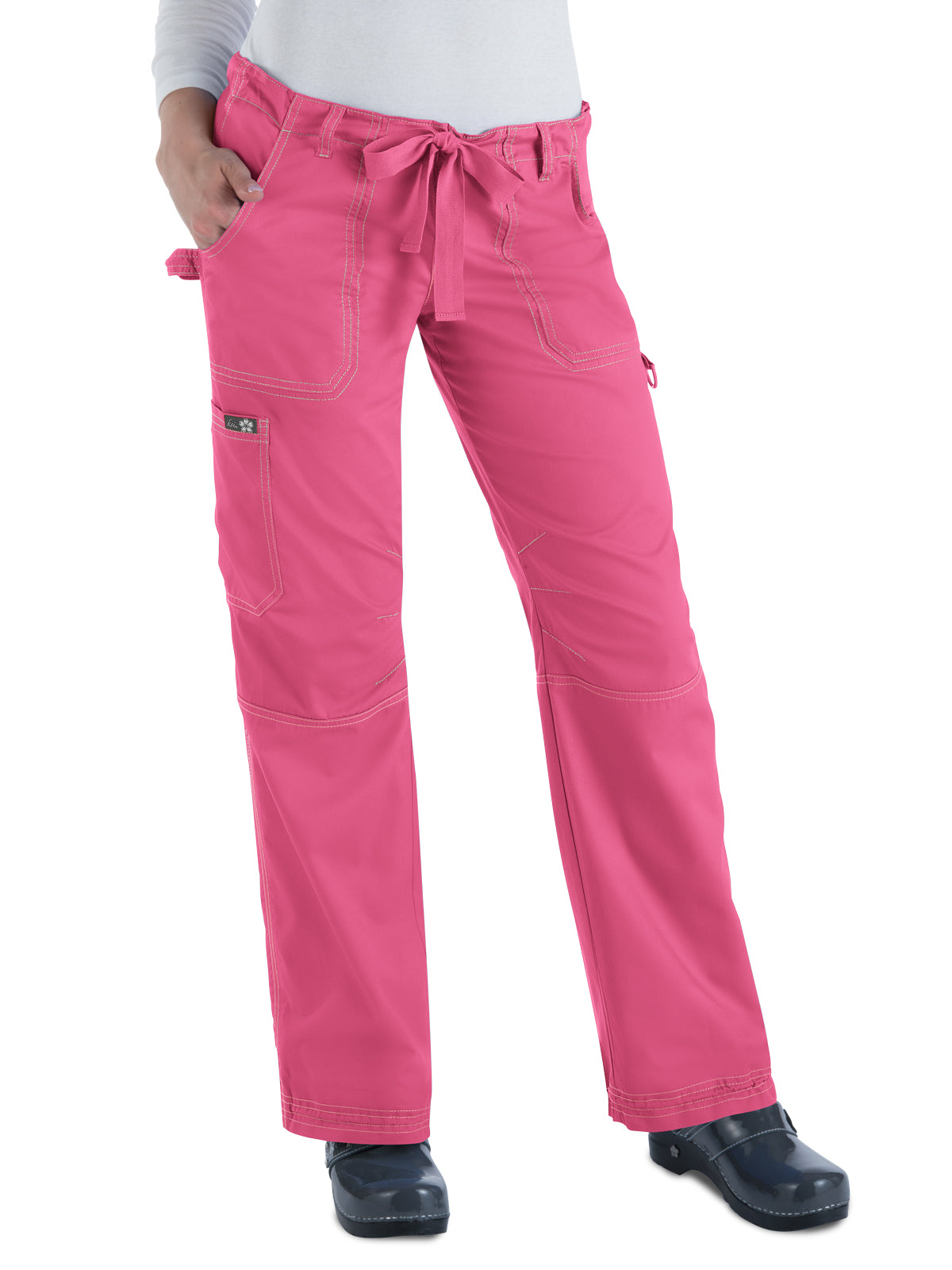 Women's 7-Pocket Adjustable Drawstring Lindsey Cargo Scrub Pant - 701 - Geranium