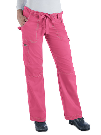 Women's Seven-Pocket Adjustable Drawstring Lindsey Cargo Pant - 701 - Geranium