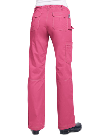 Women's 7-Pocket Adjustable Drawstring Lindsey Cargo Scrub Pant - 701 - Geranium