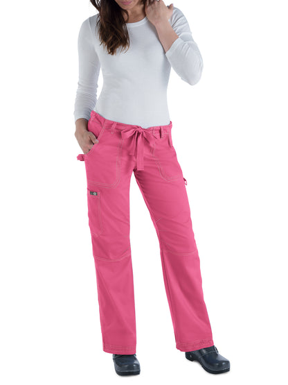 Women's 7-Pocket Adjustable Drawstring Lindsey Cargo Scrub Pant - 701 - Geranium