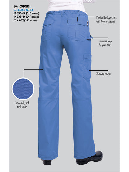 Women's 7-Pocket Adjustable Drawstring Lindsey Cargo Scrub Pant - 701 - Royal Blue