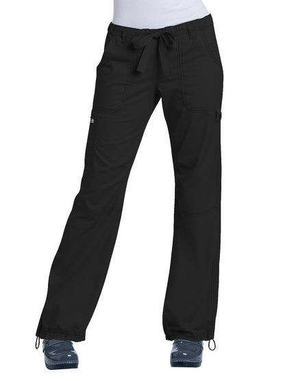 Women's Extra Petite 7-Pocket Adjustable Drawstring Lindsey Cargo Scrub Pant - 701XP - Black