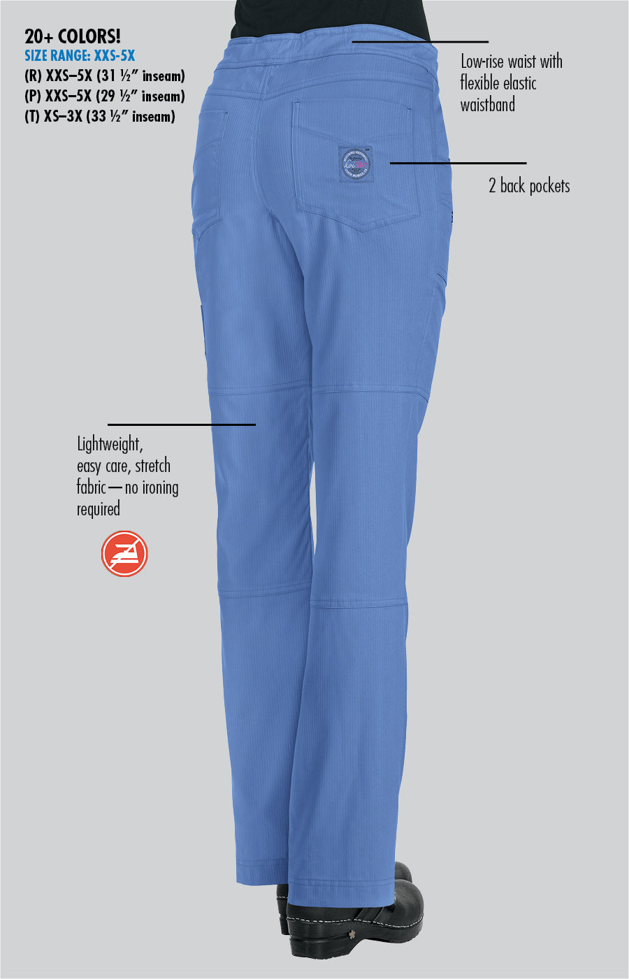 Women's 6-Pocket Stretch Peace Scrub Pant - 721 - True Ceil