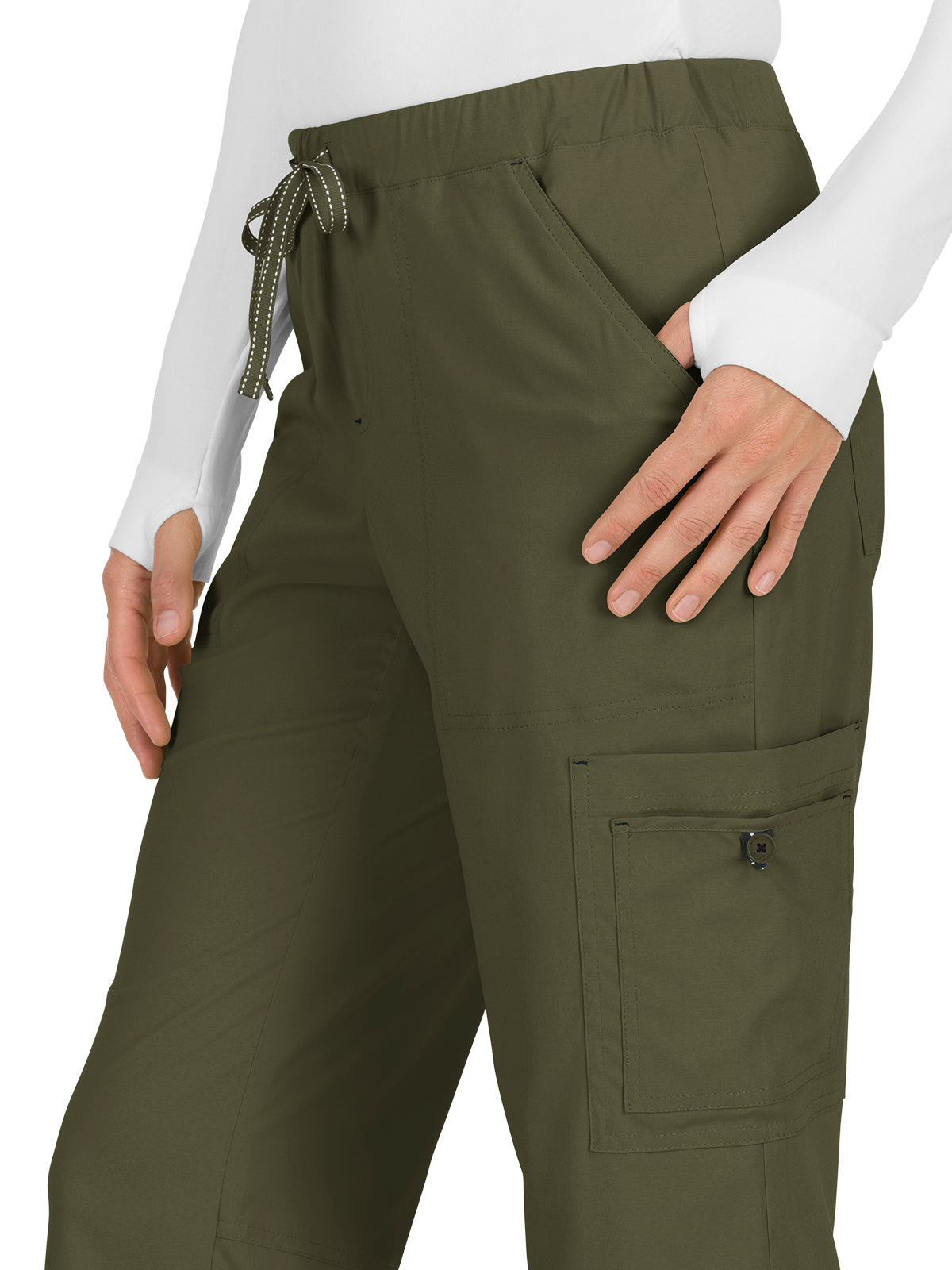 Women's 8-Pocket Stretch Cargo Holly Scrub Pant - 731 - Olive Green