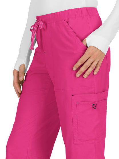 Women's 8-Pocket Stretch Cargo Holly Scrub Pant - 731 - Flamingo