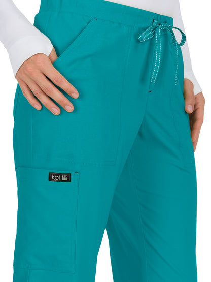 Women's 8-Pocket Stretch Cargo Holly Scrub Pant - 731 - Teal