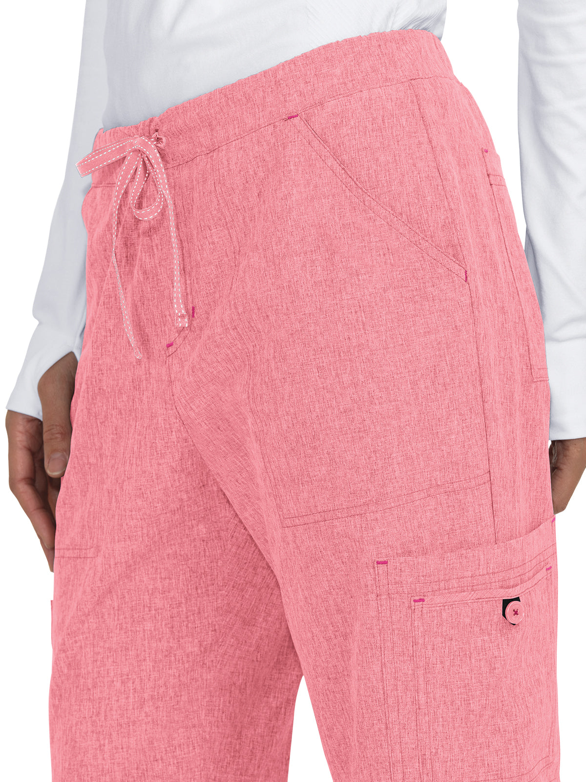 Women's 8-Pocket Stretch Cargo Holly Scrub Pant - 731 - Heather Soft Pink