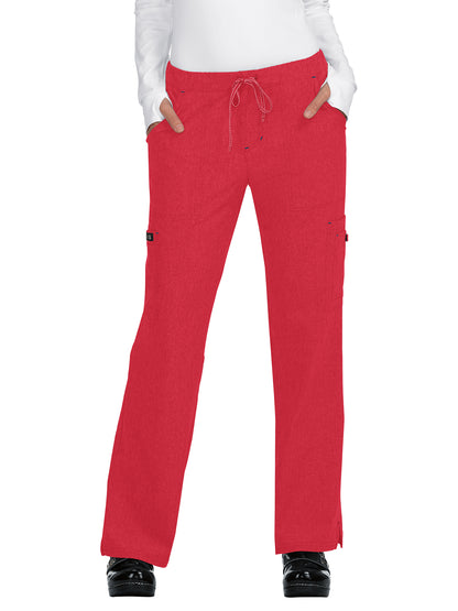 Women's 8-Pocket Stretch Cargo Holly Scrub Pant - 731 - Heather Candy Red