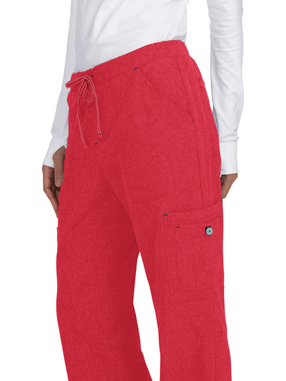 Women's 8-Pocket Stretch Cargo Holly Scrub Pant - 731 - Heather Candy Red