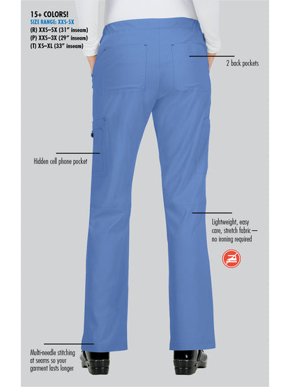 Women's 8-Pocket Stretch Cargo Holly Scrub Pant - 731 - True Ceil