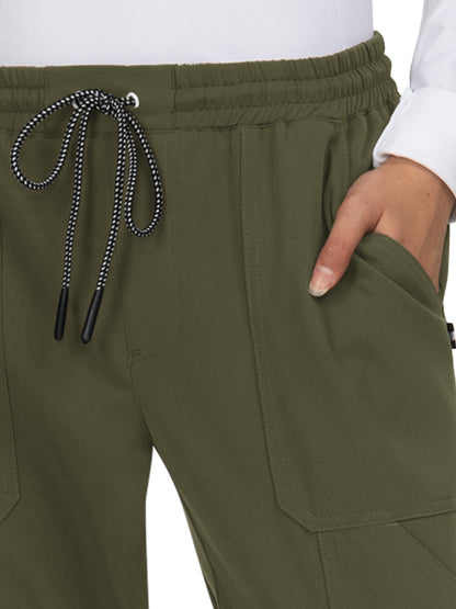 Women's 7-Pocket Stretch Jogger Good Vibe Scrub Pant - 740 - Olive Green