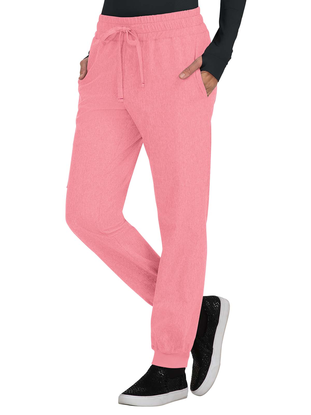 Women's 5-Pocket Stretch Jogger Gemma Scrub Pant - 741 - Heather Soft Pink