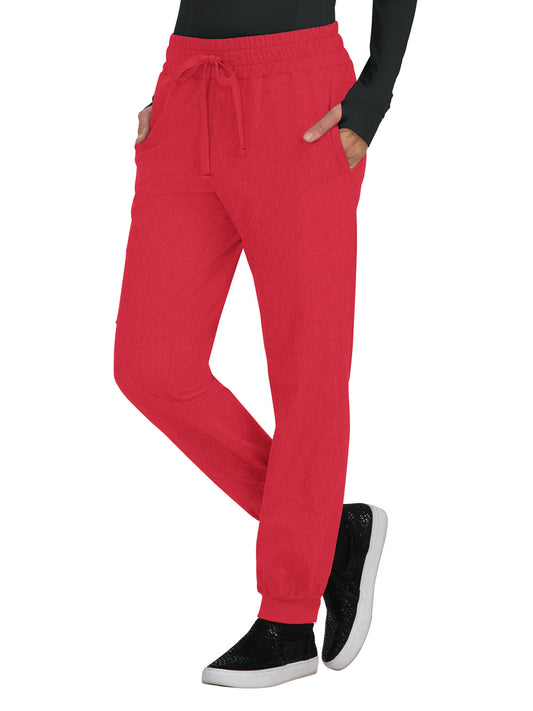 Women's 5-Pocket Stretch Jogger Gemma Scrub Pant - 741 - Heather Candy Red