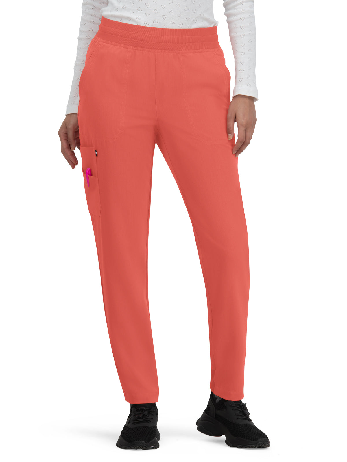 Women's 7-Pocket Jogger-Style Smart Daily Scrub Pant - 756 - Heather Coral