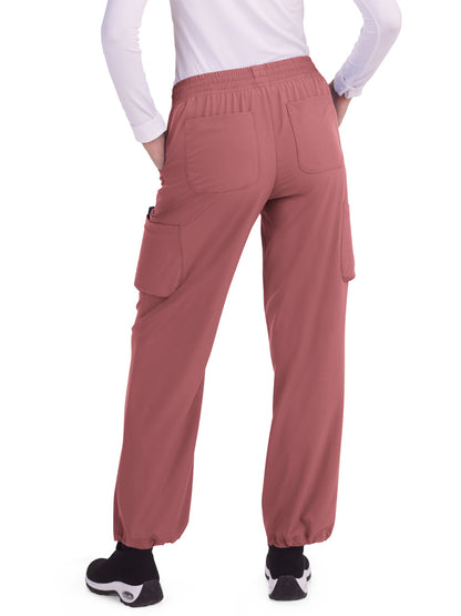 Women's Drawstring Elastic Adjustable Cinch Dunia Scrub Pant - 773 - Rosewood