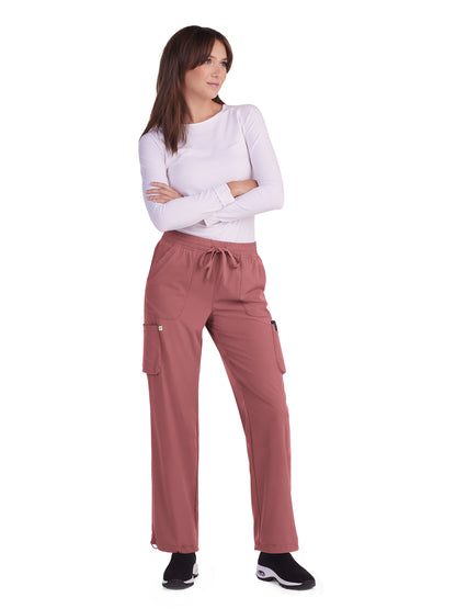 Women's Drawstring Elastic Adjustable Cinch Dunia Scrub Pant - 773 - Rosewood