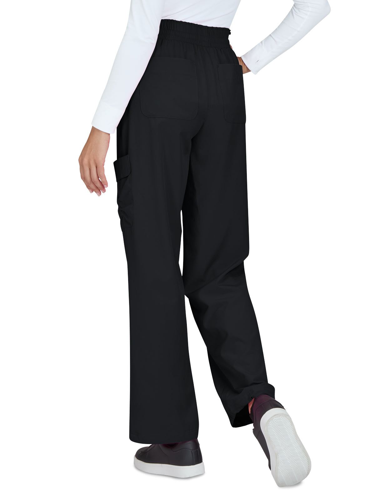 Women's 6-Pocket Eco-Friendly Hidden Drawcord Ayla Scrub Pant - 782 - Black