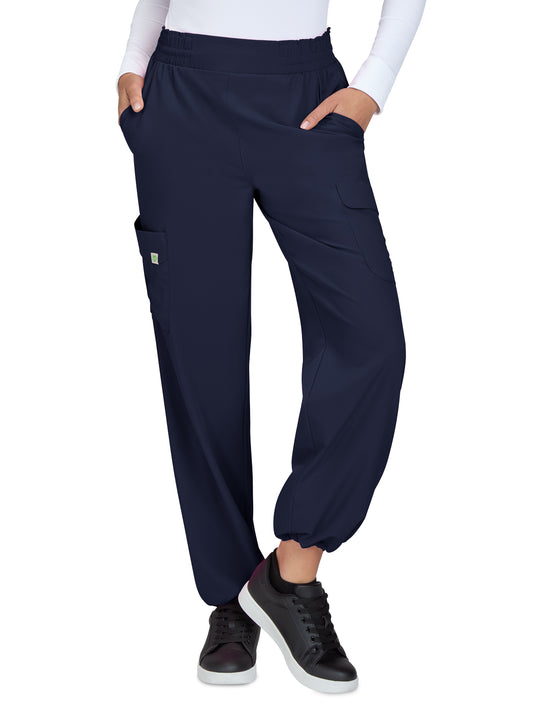 Women's 6-Pocket Eco-Friendly Hidden Drawcord Ayla Scrub Pant - 782 - Navy