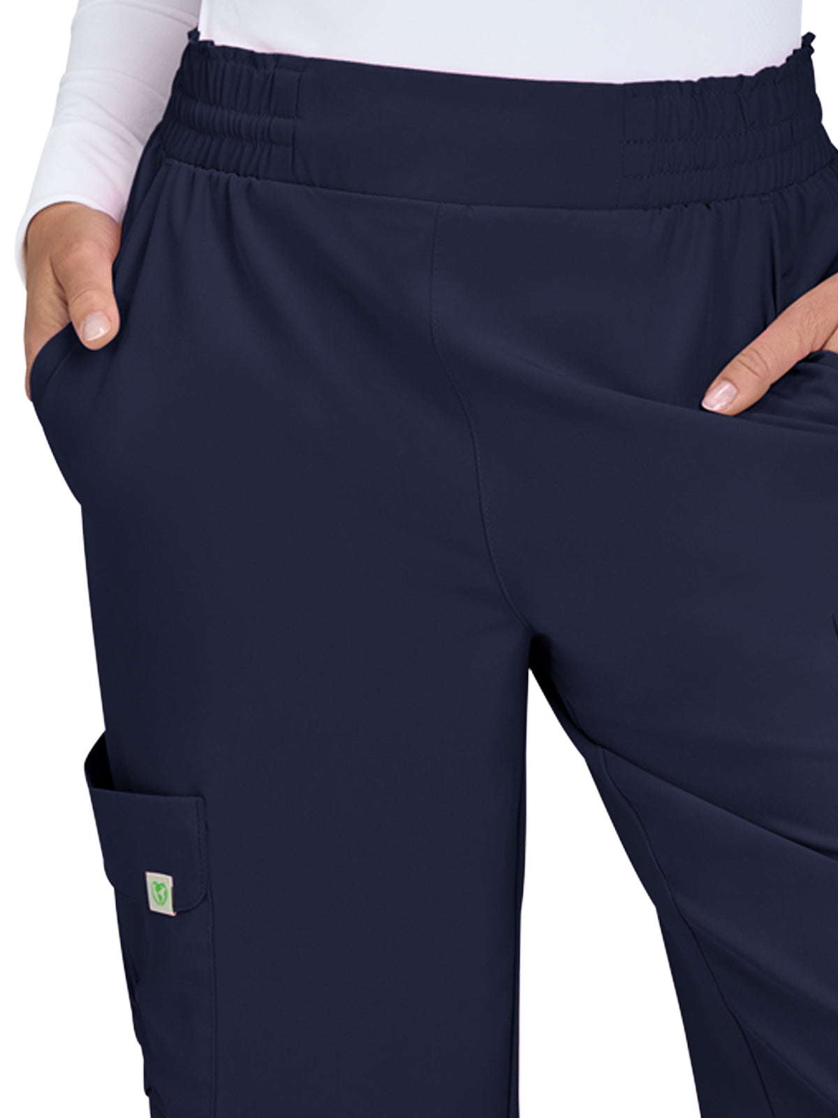 Women's 6-Pocket Eco-Friendly Hidden Drawcord Ayla Scrub Pant - 782 - Navy