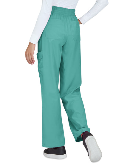 Women's 6-Pocket Eco-Friendly Hidden Drawcord Ayla Scrub Pant - 782 - Waterfall Blue