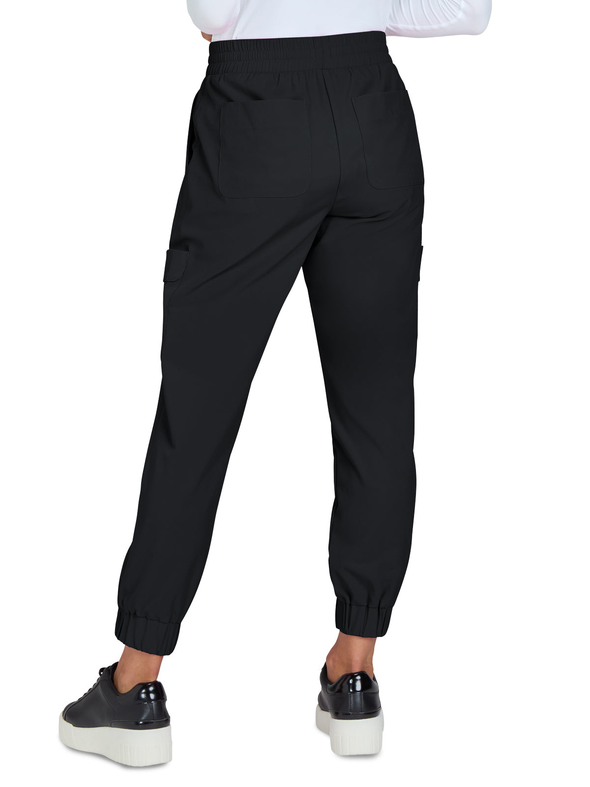 Women's 6-Pocket Jogger-Style Eco-Friendly Elastic Drawstring Terra Scrub Pant - 783 - Black