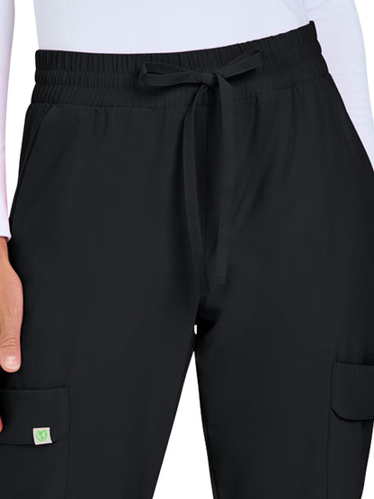 Women's 6-Pocket Jogger-Style Eco-Friendly Elastic Drawstring Terra Scrub Pant - 783 - Black