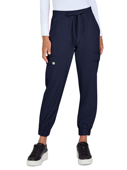 Women's 6-Pocket Jogger-Style Eco-Friendly Elastic Drawstring Terra Scrub Pant - 783 - Navy