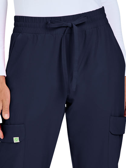 Women's 6-Pocket Jogger-Style Eco-Friendly Elastic Drawstring Terra Scrub Pant - 783 - Navy