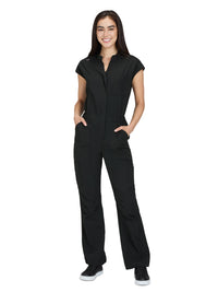 Women's Nine-Pocket Zipper Front Boot Cut Anja Jumpsuit - 907 - Black