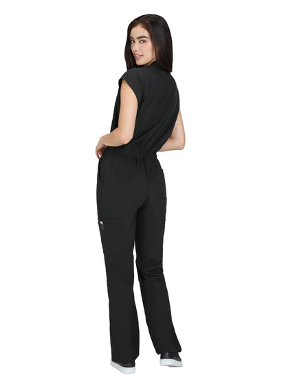 Women's Zipper Front 9-Pocket Boot Cut Anja Jumpsuit - 907 - Black