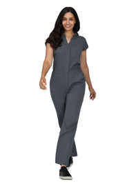 Women's Nine-Pocket Zipper Front Boot Cut Anja Jumpsuit - 907 - Charcoal