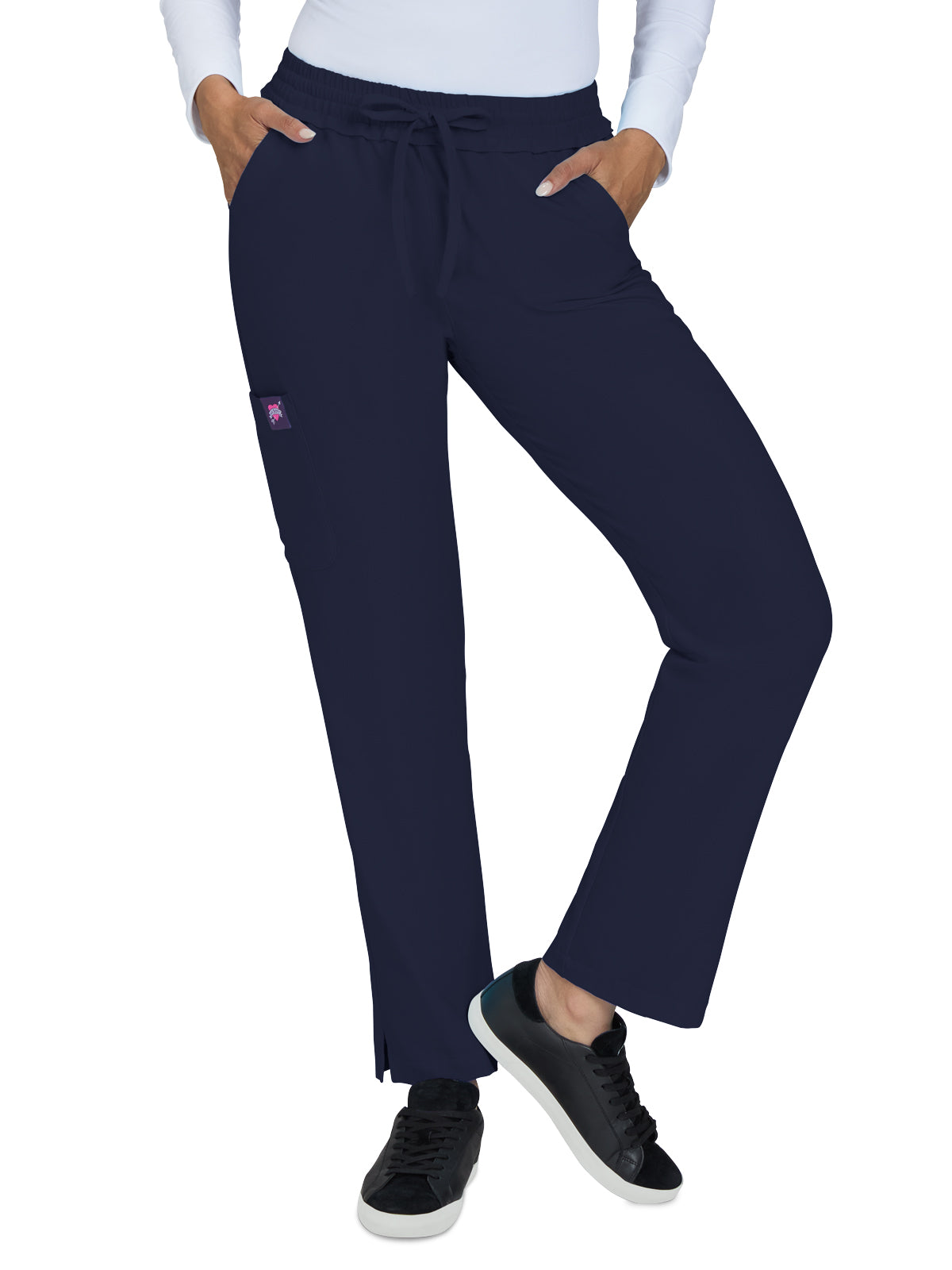 Women's 6-Pocket Ruffle Waist Bergamot Scrub Pant - B706 - Navy