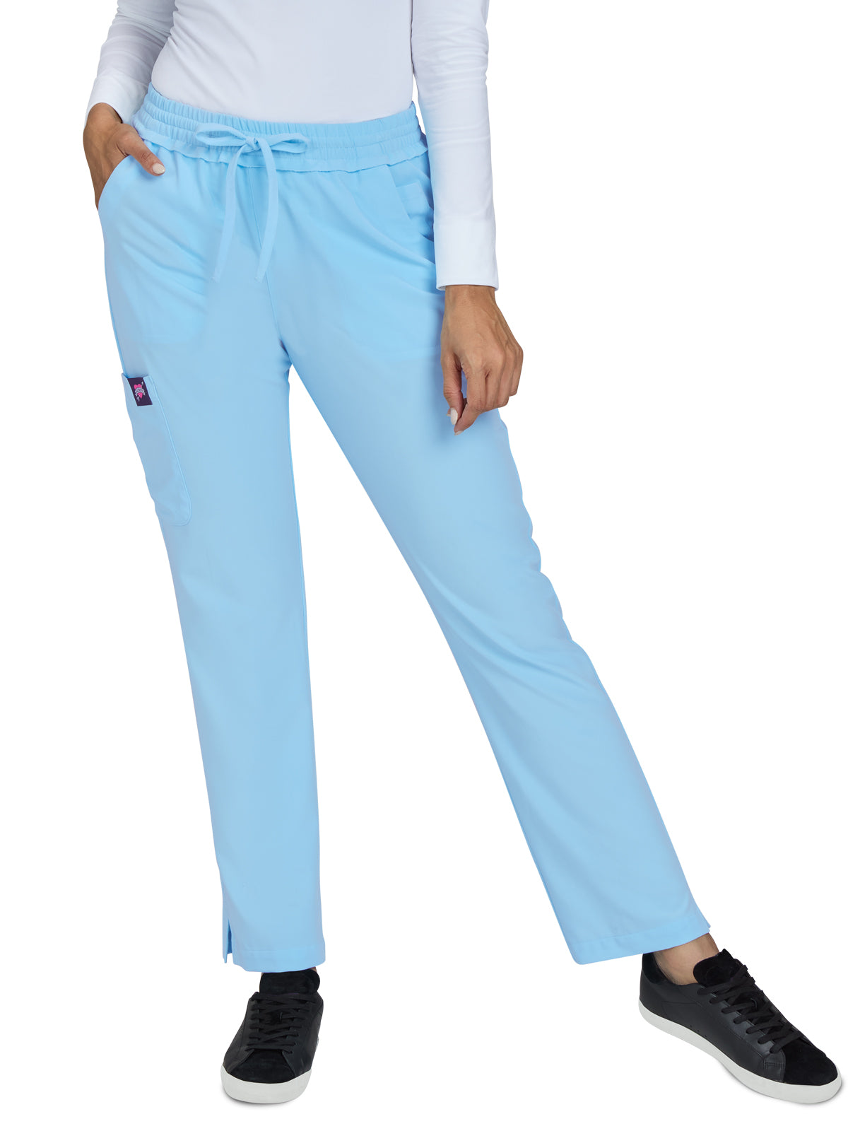 Women's 6-Pocket Ruffle Waist Bergamot Scrub Pant - B706 - Sky