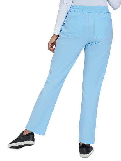 Women's 6-Pocket Ruffle Waist Bergamot Scrub Pant - B706 - Sky