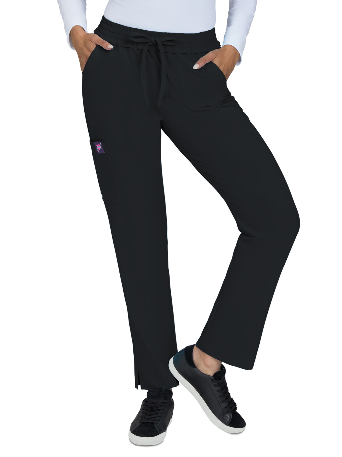 Women's Six-Pocket Ruffle Waist Bergamot Pant - B706 - Black
