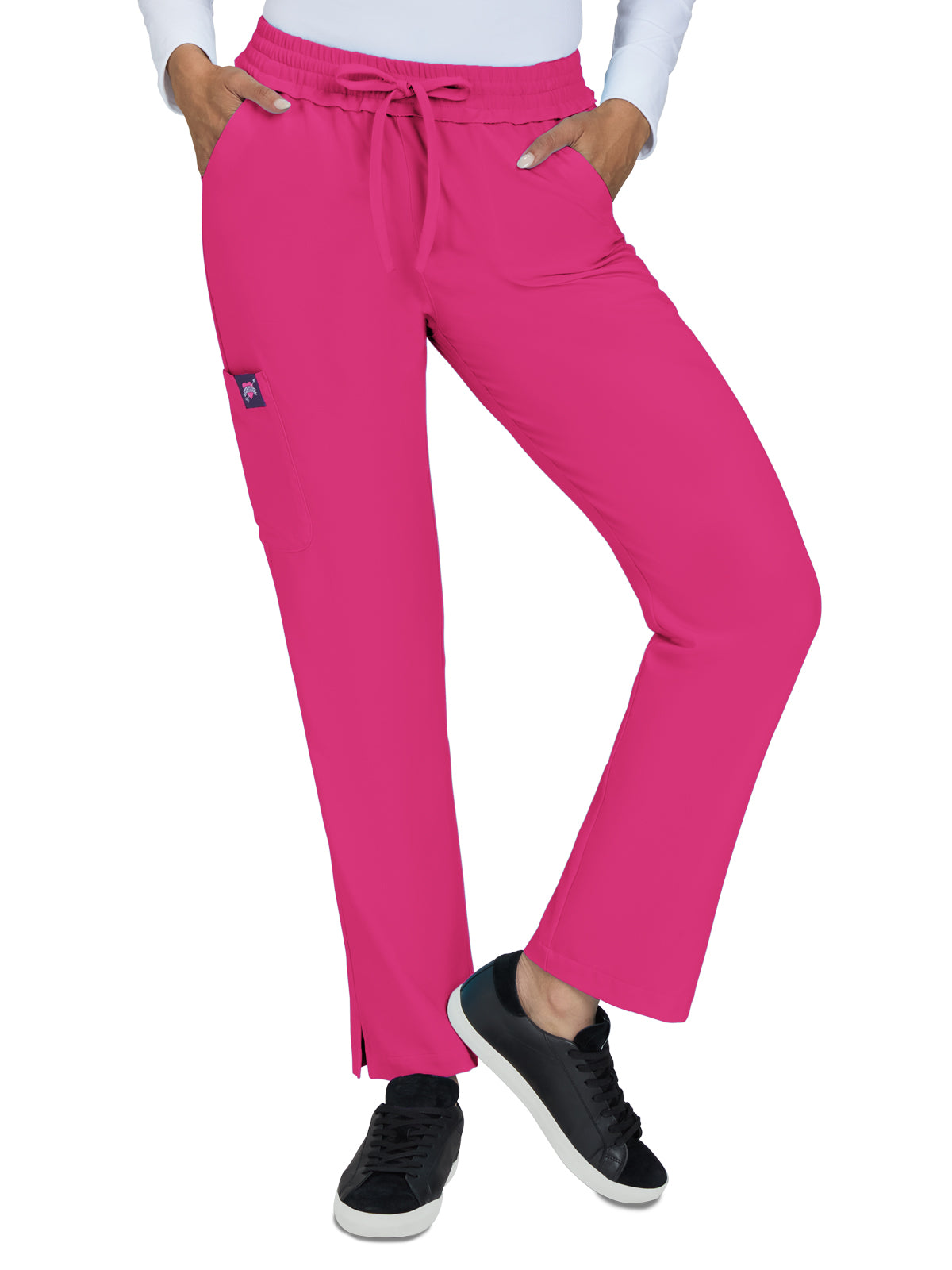 Women's Six-Pocket Ruffle Waist Bergamot Pant - B706 - Flamingo