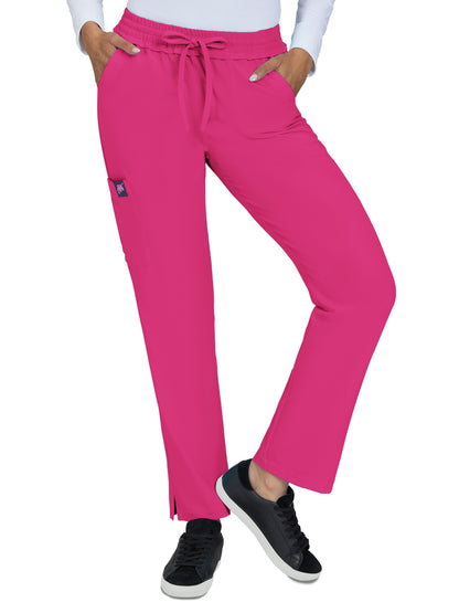 Women's Six-Pocket Ruffle Waist Bergamot Pant - B706 - Flamingo