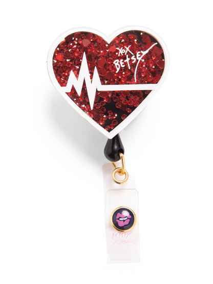 Retractable Cord With Snap Badge Holder Badge Reel - BA156 - EKG Heart