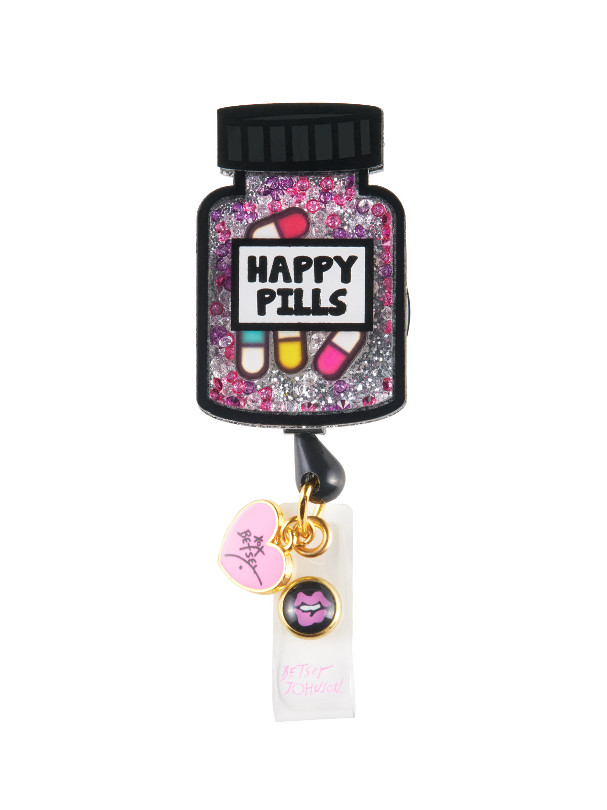 Retractable Cord With Snap Badge Holder Badge Reel - BA156 - Happy Pill Bottle